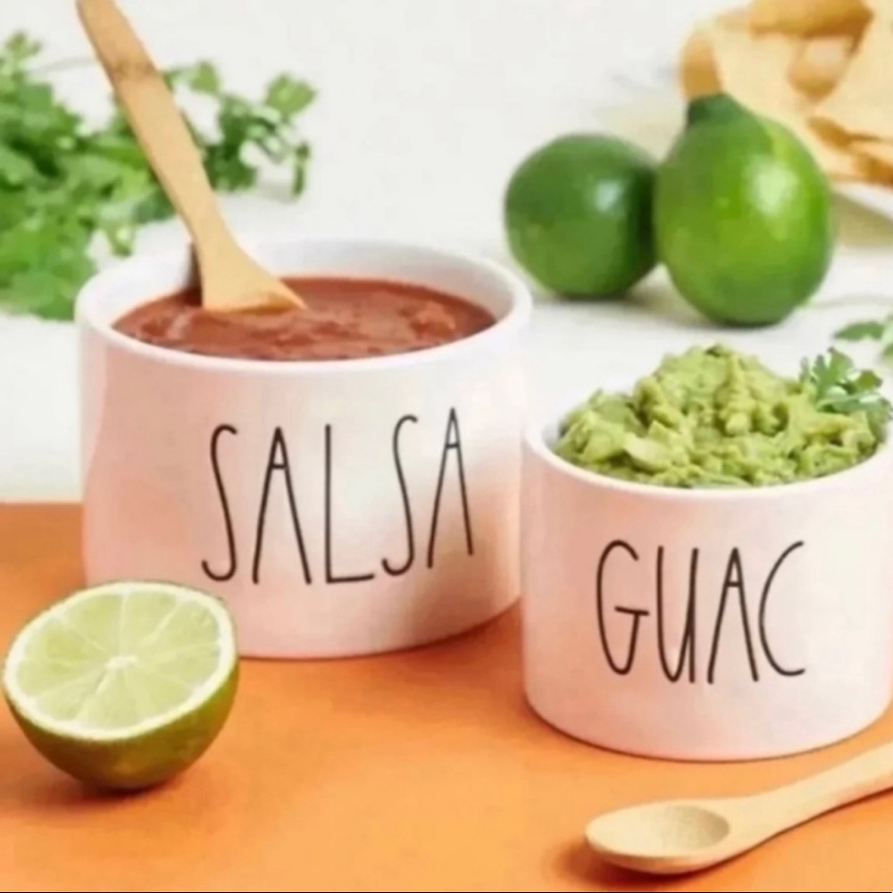 Rae Dunn Salsa & Guac Bowls and serving spoons